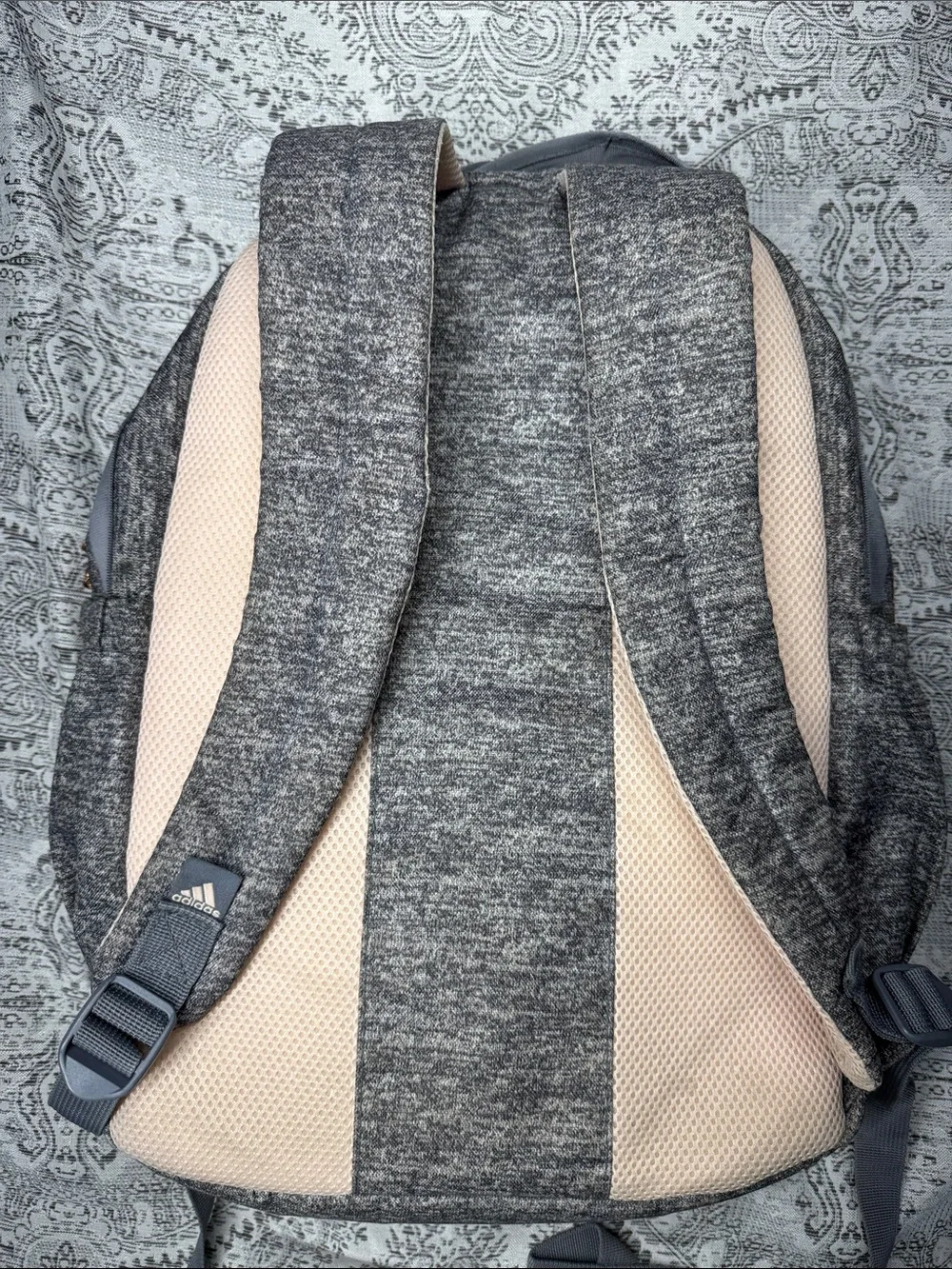 adidas Heather Gray Women's Backpack with White Pom - Picture 2 of 6